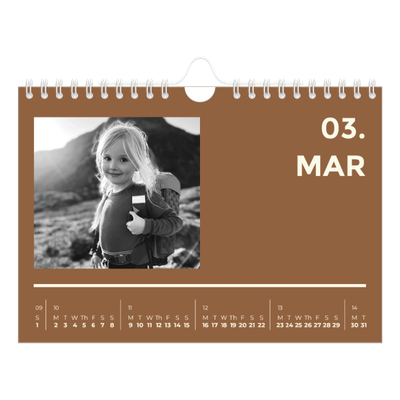 A5 Landscape Photo Calendar — Contemporary bold [March]