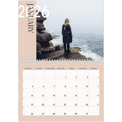 A4 Double Photo Calendar — Overlapping text [January]