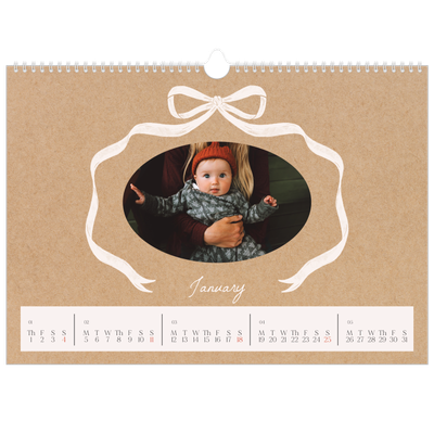 A3 Photo Calendar — Kraft and bow [January]