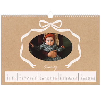 A3 Landscape Photo Calendar — Kraft and bow