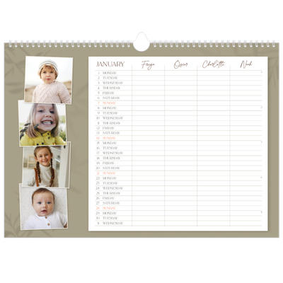 Family Planners A3 Landscape — Down to earth Planner - Family of 4 [January]