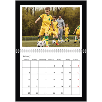A4 Double Photo Calendar — Black frame [January]