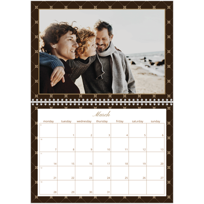 A4 Double Photo Calendar — Vintage monochrome [March]