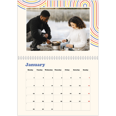 A4 Double Photo Calendar — Retro stripes [January]