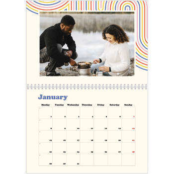 A4 Double Photo Calendar — Retro stripes
