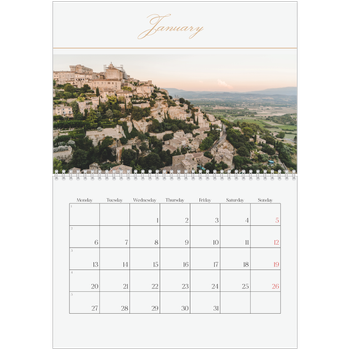 A4 Double Photo Calendar — Gold script banner
