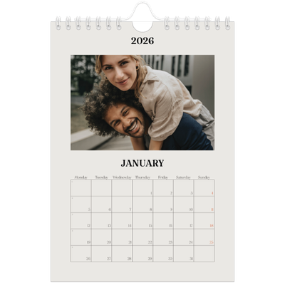 A5 Photo Calendar — Simple ivory [January]