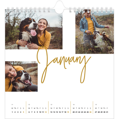 Square calendars  — Gold marker pen [January]