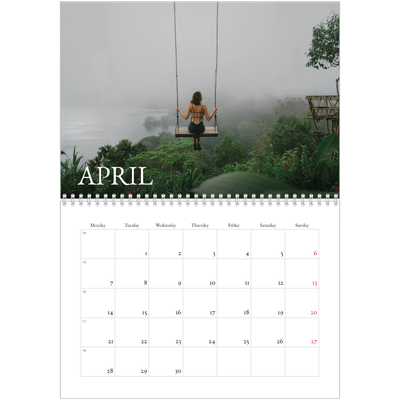 A4 Double Photo Calendar — Simple serif [April]