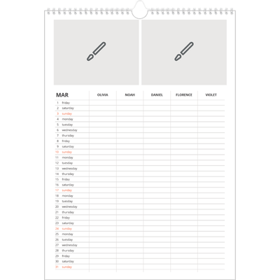 A3 Family Planner — Design your own planner - Family of 5 [March]