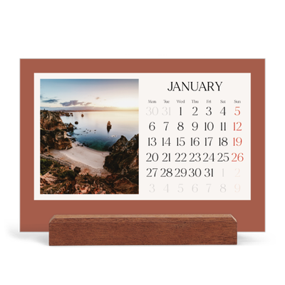 Easel Desk Calendar Landscape  — Classic colours [January]