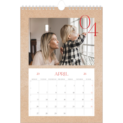 A4 Photo Calendar — Pops of red [April]