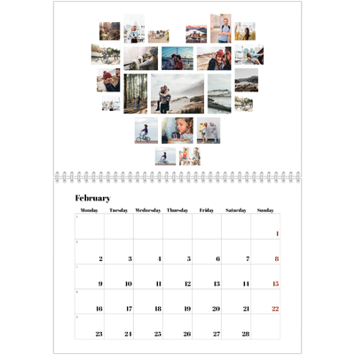 A4 Double Photo Calendar — Collage shapes [February]