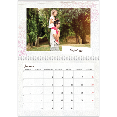 A4 Double Photo Calendar — Floral giftwrap [January]