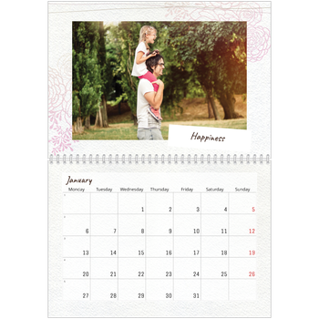 A4 Double Photo Calendar — Floral giftwrap