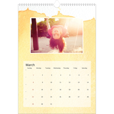 A3 photo calendars — Watercolour backgrounds [March]