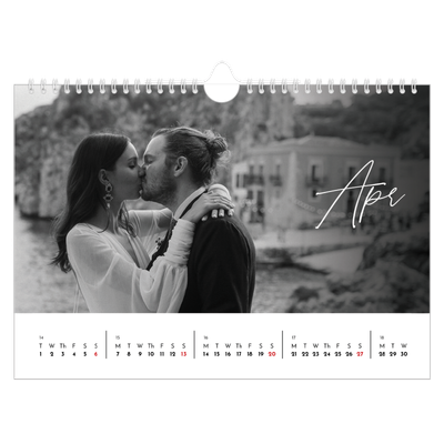 A4 Landscape Photo Calendar — Elegant script [April]