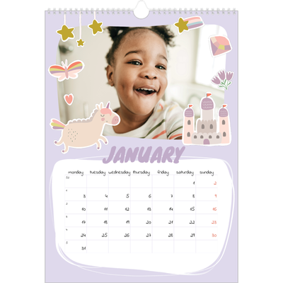 A3 photo calendars — Rainbow unicorn [January]