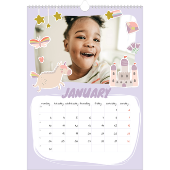 A3 Photo Calendar — Rainbow unicorn