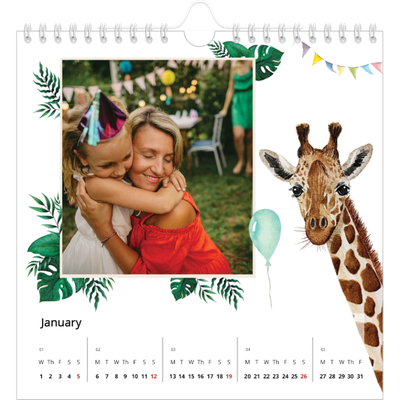 Square calendars  — Watercolour animals [January]