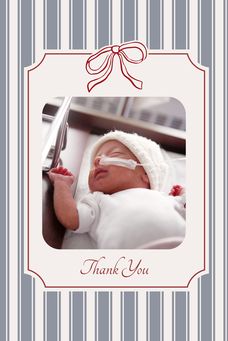 Thank you cards — Pinstripe and bow