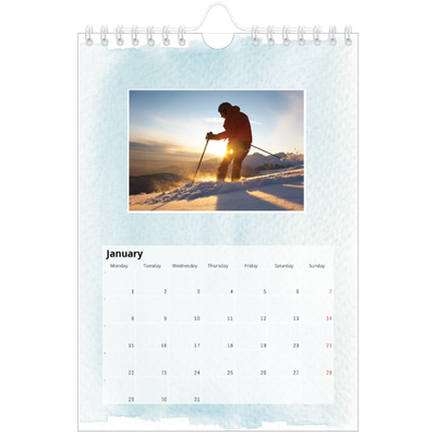 A5 Photo Calendar — Watercolour backgrounds [January]
