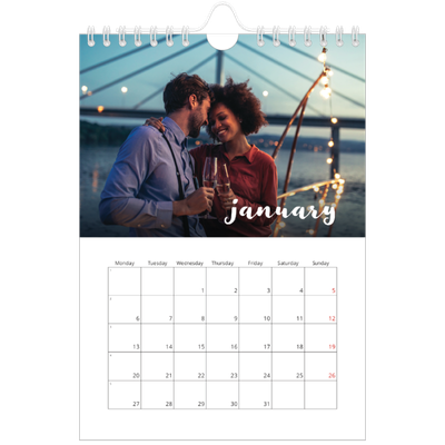 A5 Photo Calendar — Simple script [January]