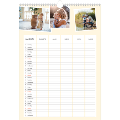 A3 Family Planner — Modern Planner - Family of 5 [January]