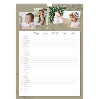 A3 Family Planner — Down to earth Planner - Family of 5 [April]