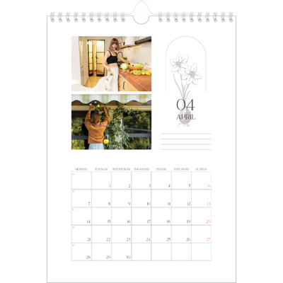 A4 Photo Calendar — Simple botanical [April]