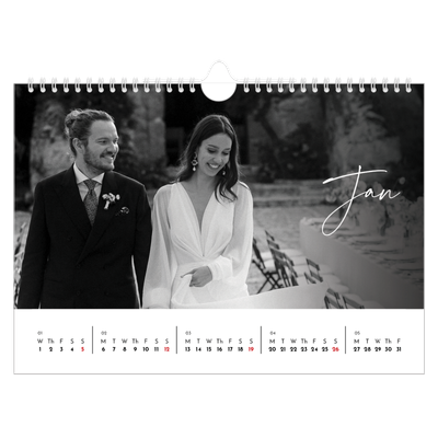 A4 Landscape Photo Calendar — Elegant script [January]