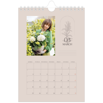 A5 Photo Calendar — Simple botanical [March]