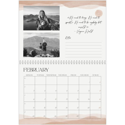 A4 Double Photo Calendar — Wellbeing quotes [February]