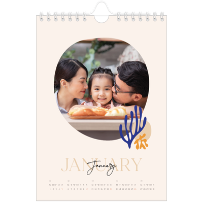 A5 Photo Calendar — Minimalist coral [January]