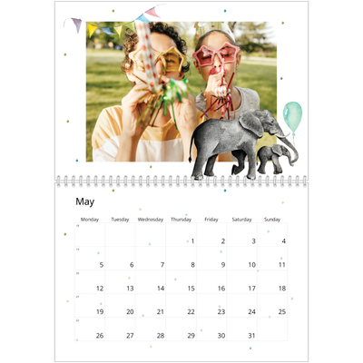 A4 Double Photo Calendar — Watercolour animals [cover]