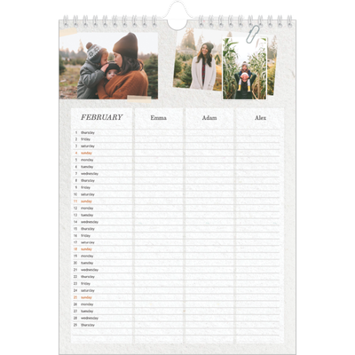 A4 Family Planner — Crafted Planner - Family of 3 [February]