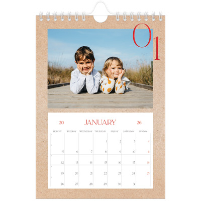 A5 Photo Calendar — Pops of red [January]