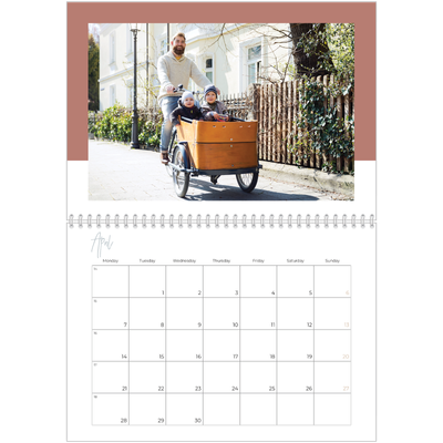 A4 Double Photo Calendar — Earthy frames [April]