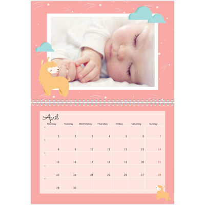 A4 Double Photo Calendar — Cute animals [April]