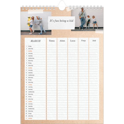 A4 Family Planner — Crafted Planner - Family of 5 [March]