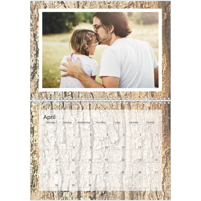 A4 Double Photo Calendar — Tree bark [April]