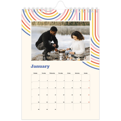 A5 Photo Calendar — Retro stripes [January]