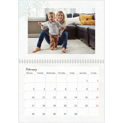 A4 Double Photo Calendar — Floral giftwrap [February]
