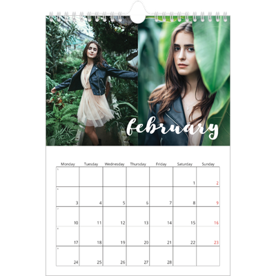 A4 Photo Calendar — Simple script [February]