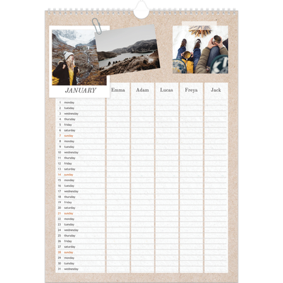 A3 Family Planner — Crafted Planner - Family of 5 [January]