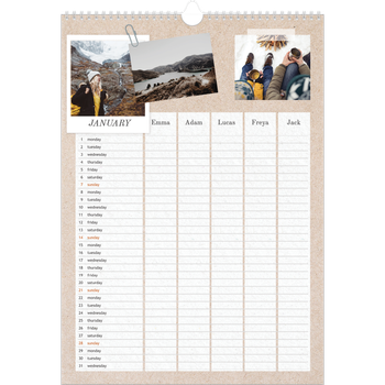 A3 Photo Calendar — Crafted Planner - Family of 5