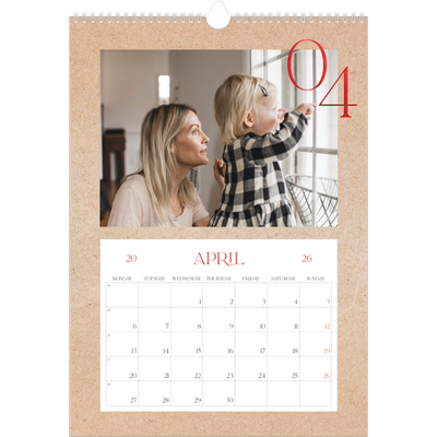 A3 photo calendars — Pops of red [April]