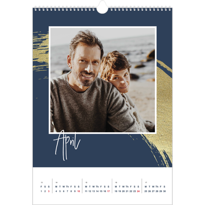 A3 photo calendars — Gold brush backgrounds [April]