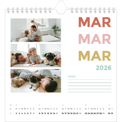 Square calendars  — Colourful type [March]