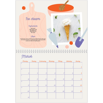 A4 Double Photo Calendar — Year in recipes [March]